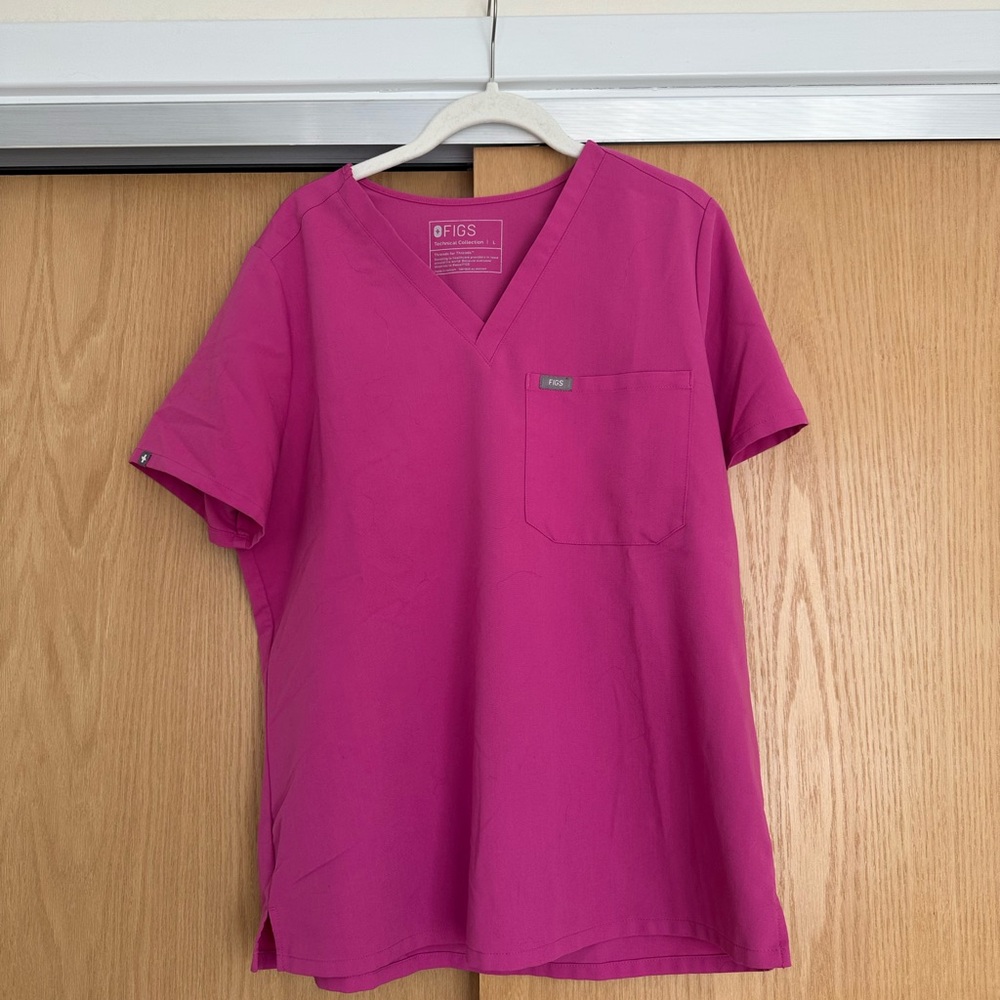 Figs Electric Orchid One Pocket Catarina Scrub Top